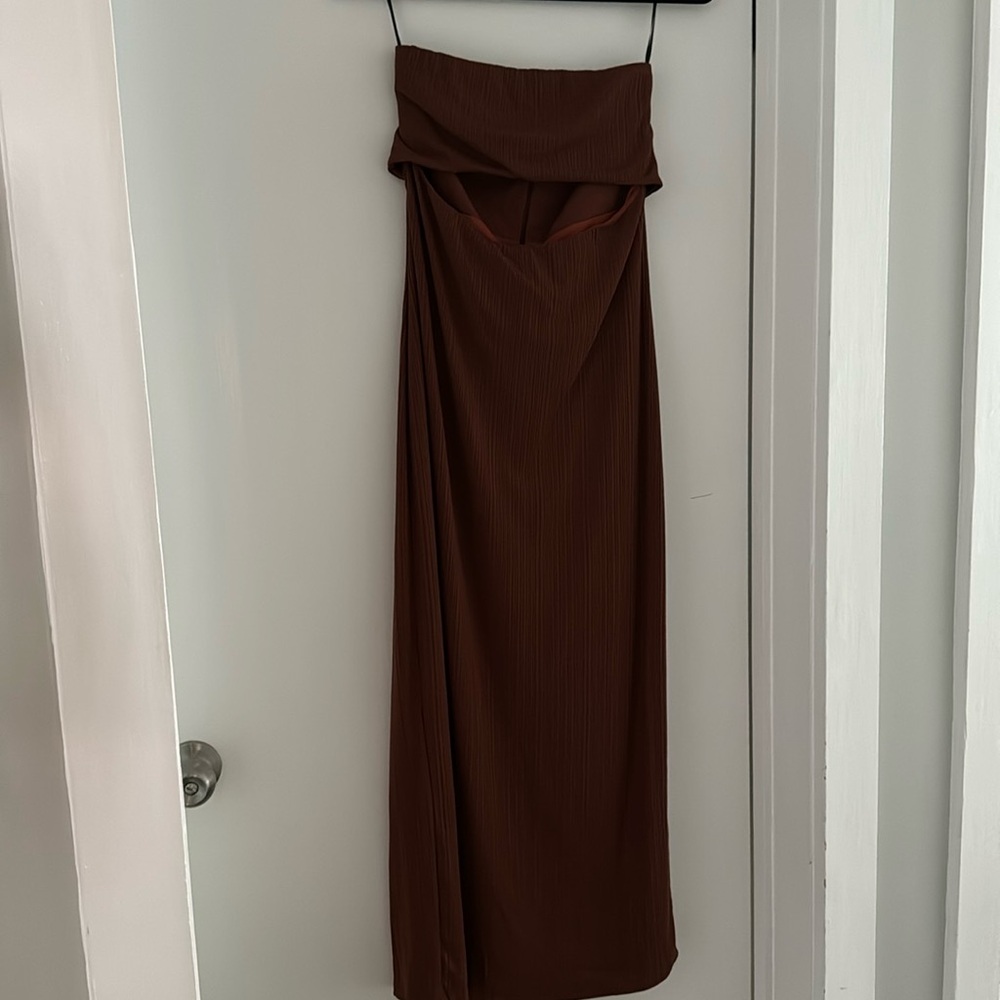Nbd midi brown dress strapless